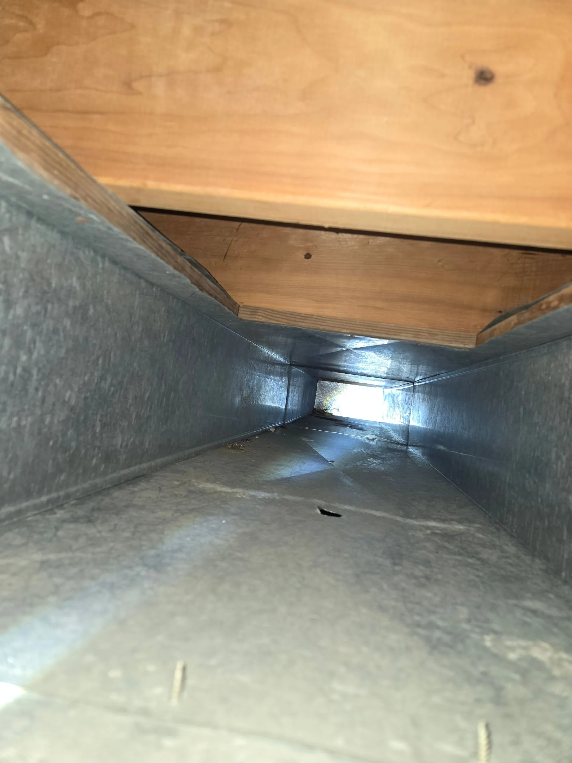 Inside view of a rectangular metal air duct